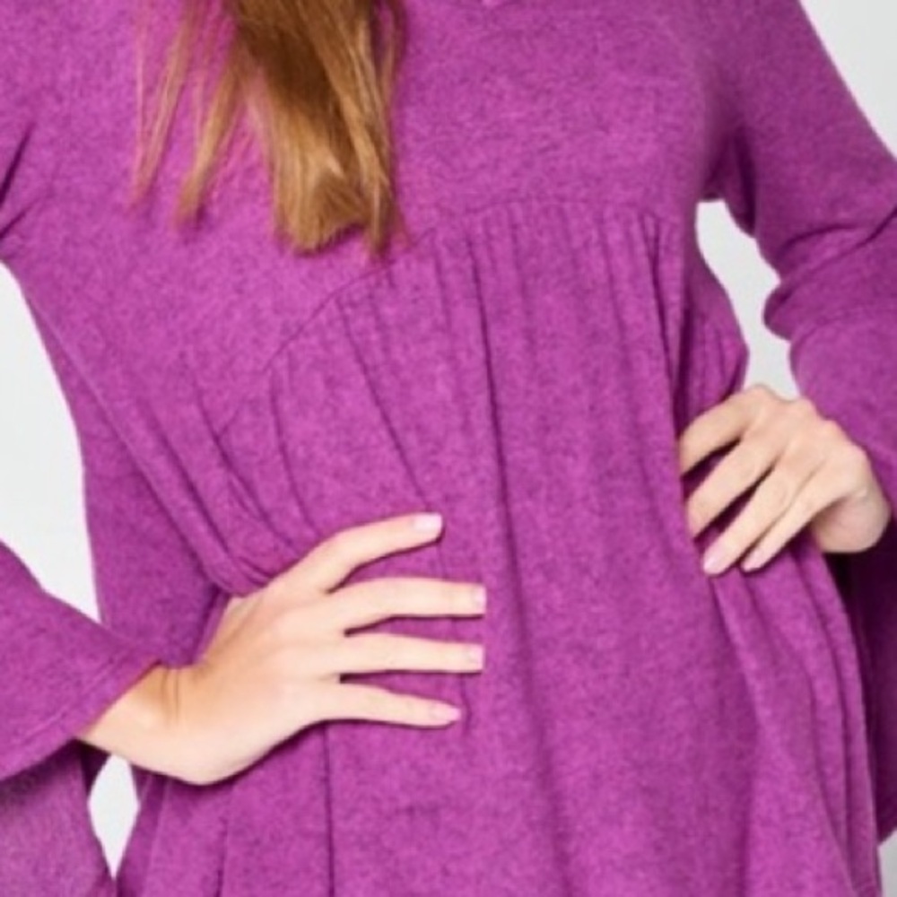 "The Michelle" Magenta Babydoll Brushed Hachi Top - Picture 3 of 5